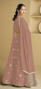 Vastranavya Peach Georgette Embroidered Sequins Work Anarkali Style A Line Suits