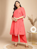 Janasya Angrakha Muslin Peach Solid V-Neck Kurta & Bottom - Distacart