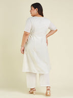 Janasya Light Dobby Cotton Self Design A-Line Kurta Set - Distacart