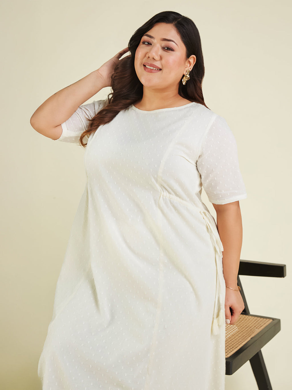 Janasya Light Dobby Cotton Self Design A-Line Kurta Set - Distacart