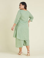 Janasya Light Dobby Cotton Self Design A-Line Top & Bottom Set - Distacart