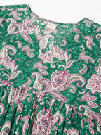 Janasya Dark Cotton Floral Tiered Dress - Distacart