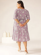 Janasya Light Cotton Floral Tiered Dress - Distacart