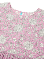 Janasya Light Cotton Floral Tiered Dress - Distacart