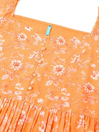 Janasya Bright Georgette Floral Tiered Dress - Distacart