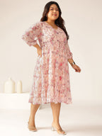 Janasya Light Georgette Floral Tiered Dress - Distacart