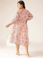Janasya Light Georgette Floral Tiered Dress - Distacart