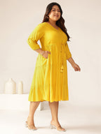 Janasya Dark Rayon Solid Tiered Dress - Distacart