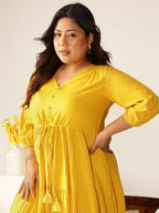 Janasya Dark Rayon Solid Tiered Dress - Distacart