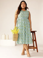 Janasya Light Cotton Ethnic Motifs Tiered Dress - Distacart