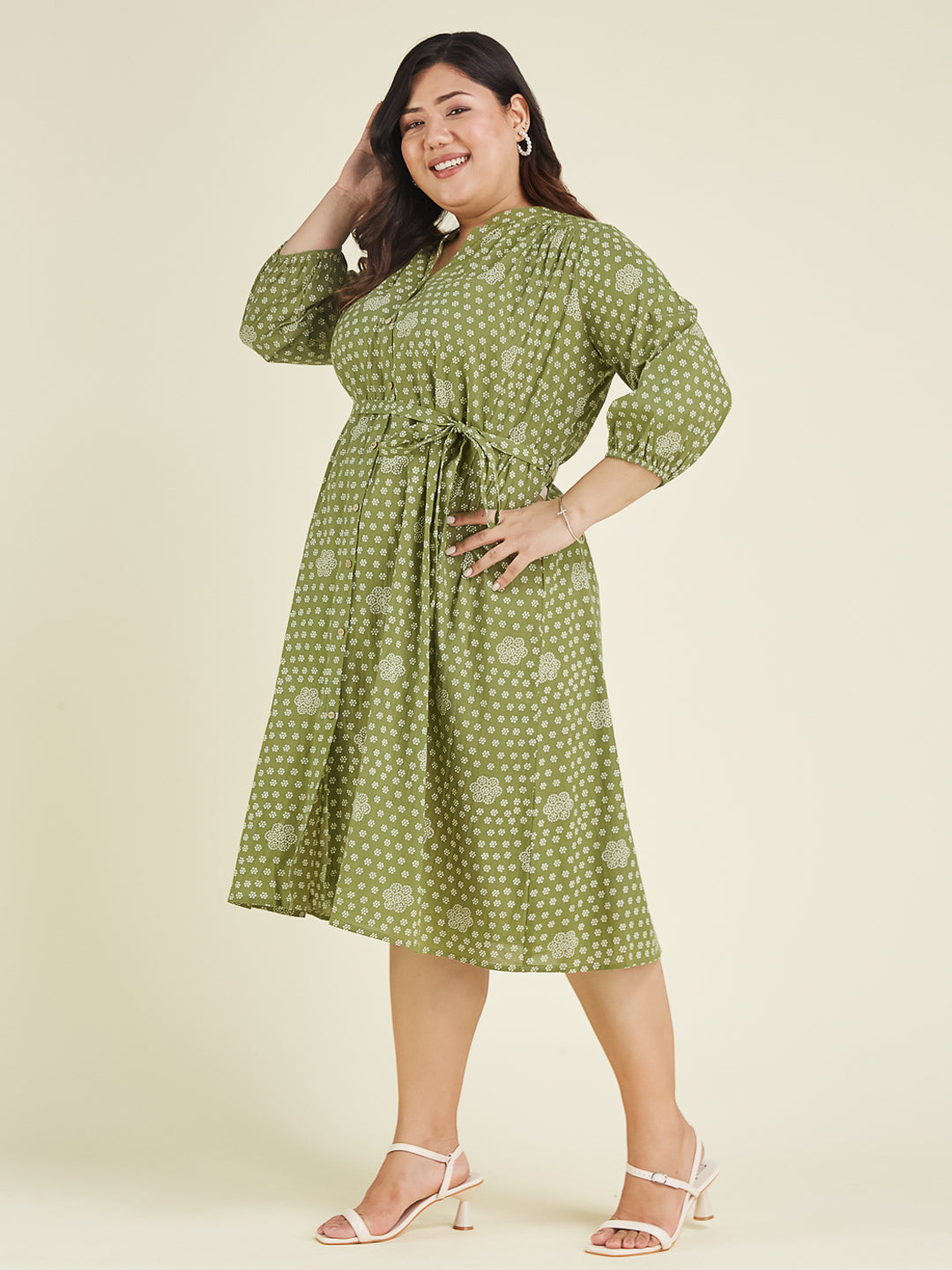 Janasya Dark Cotton Floral A-Line Dress - Distacart