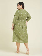 Janasya Dark Cotton Floral A-Line Dress - Distacart