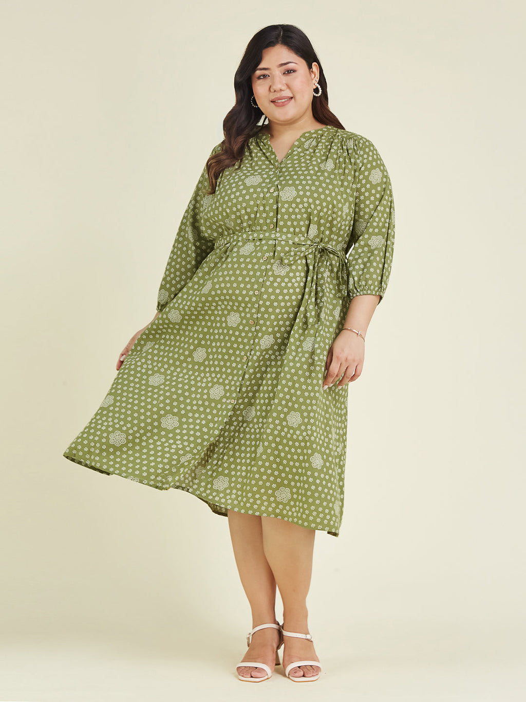 Janasya Dark Cotton Floral A-Line Dress - Distacart