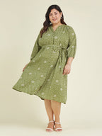 Janasya Dark Cotton Floral A-Line Dress - Distacart