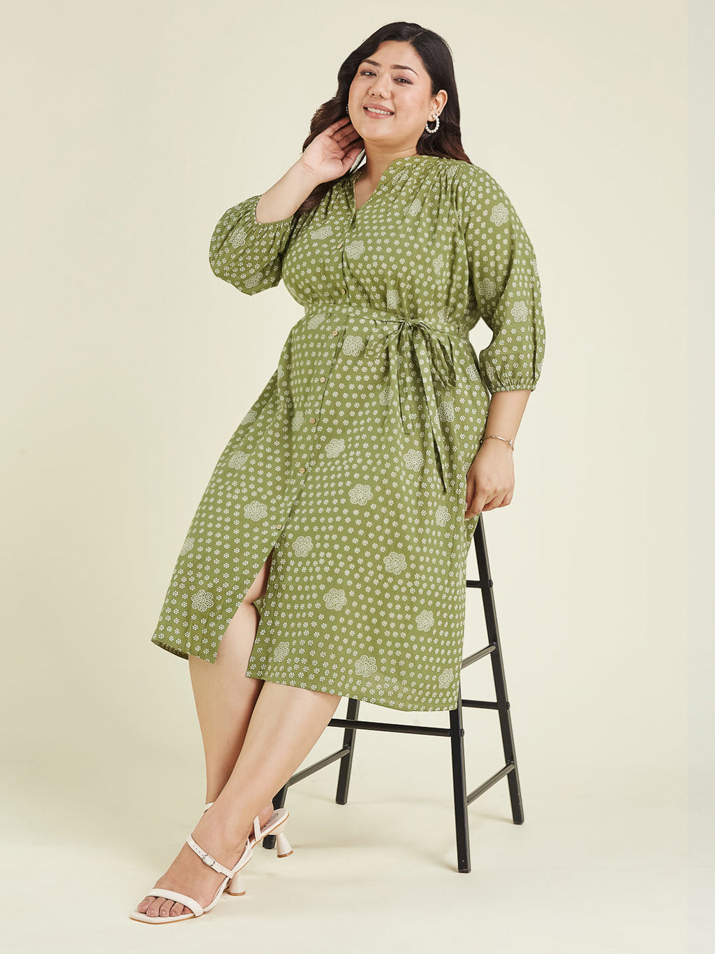 Janasya Dark Cotton Floral A-Line Dress - Distacart