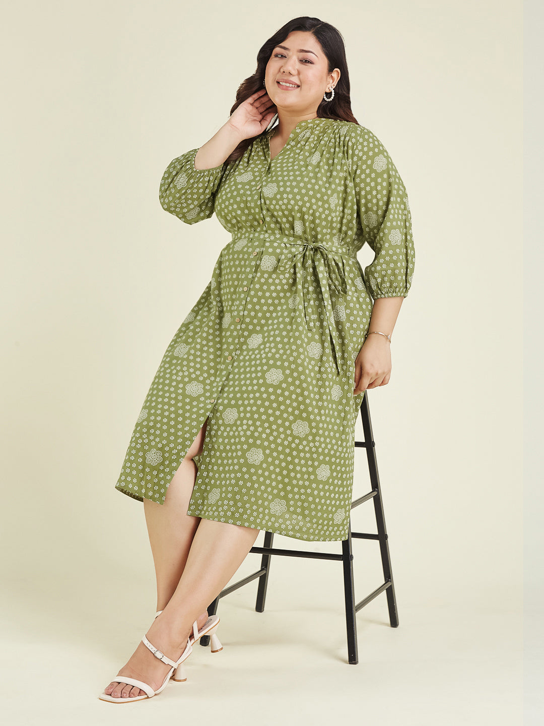 Janasya Dark Cotton Floral A-Line Dress - Distacart