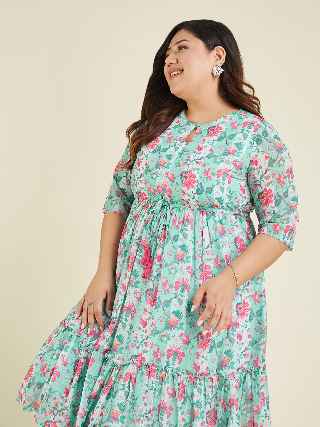 Janasya Light Georgette Floral Fit & Flare Dress - Distacart