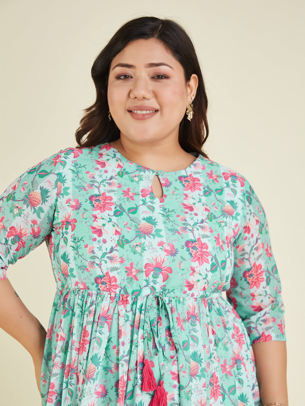 Janasya Light Georgette Floral Fit & Flare Dress - Distacart