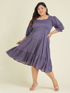Janasya Light Cotton Solid A-Line Dress - Distacart
