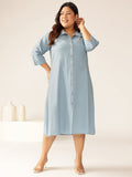 Janasya Light Cotton Solid A-Line Dress - Distacart
