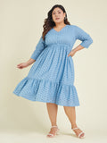 Janasya Light Cotton Schiffli Fit & Flare Dress - Distacart