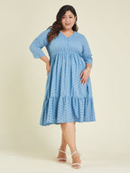 Janasya Light Cotton Schiffli Fit & Flare Dress - Distacart