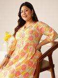 Janasya Light Cotton Floral A-Line Kurta Set - Distacart