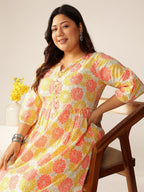 Janasya Light Cotton Floral A-Line Kurta Set - Distacart