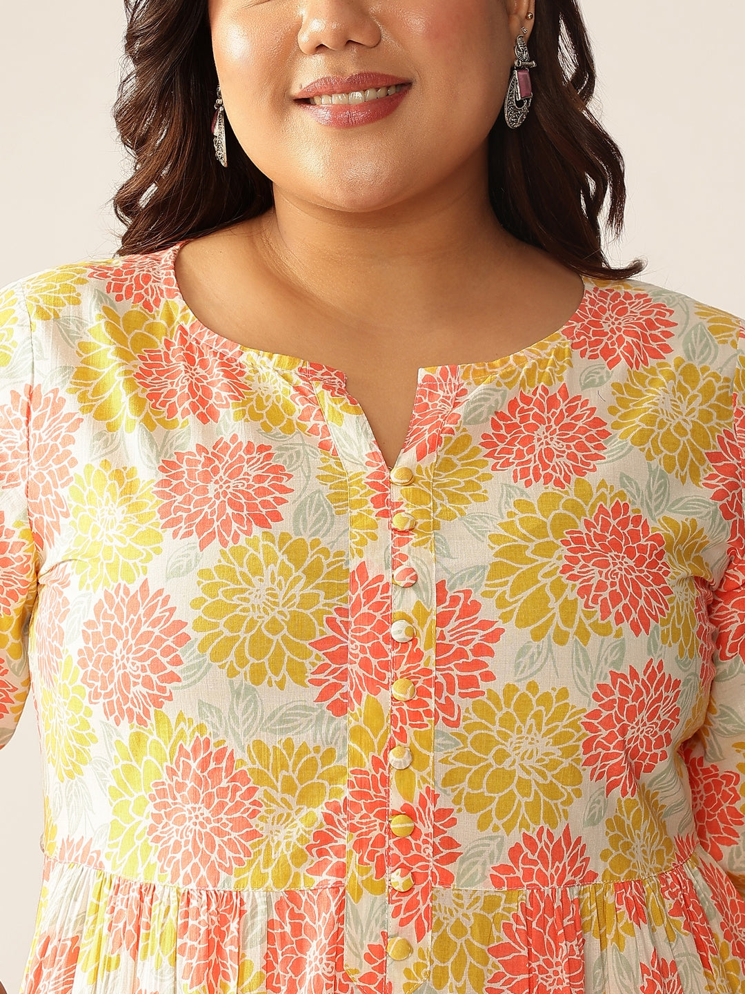 Janasya Light Cotton Floral A-Line Kurta Set - Distacart