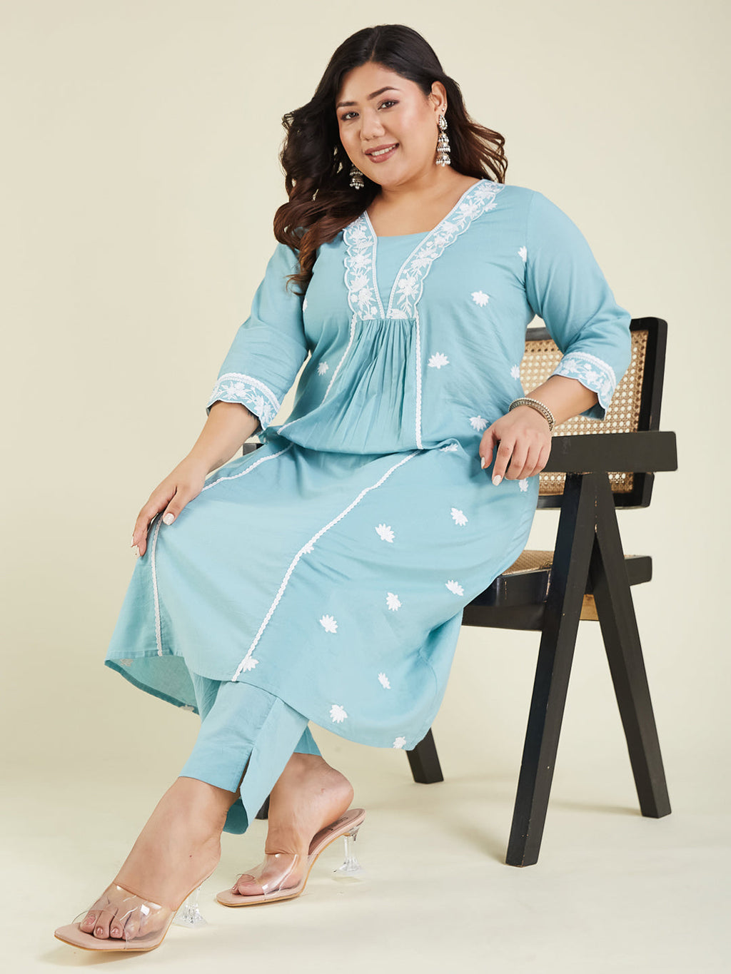Janasya Light Cotton Embroidered A-Line Kurta Set - Distacart