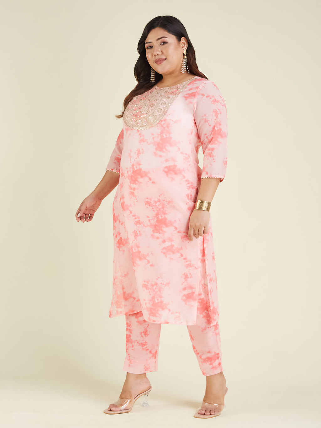 Janasya Light Silk Blend Tie & dye Straight Kurta Set - Distacart
