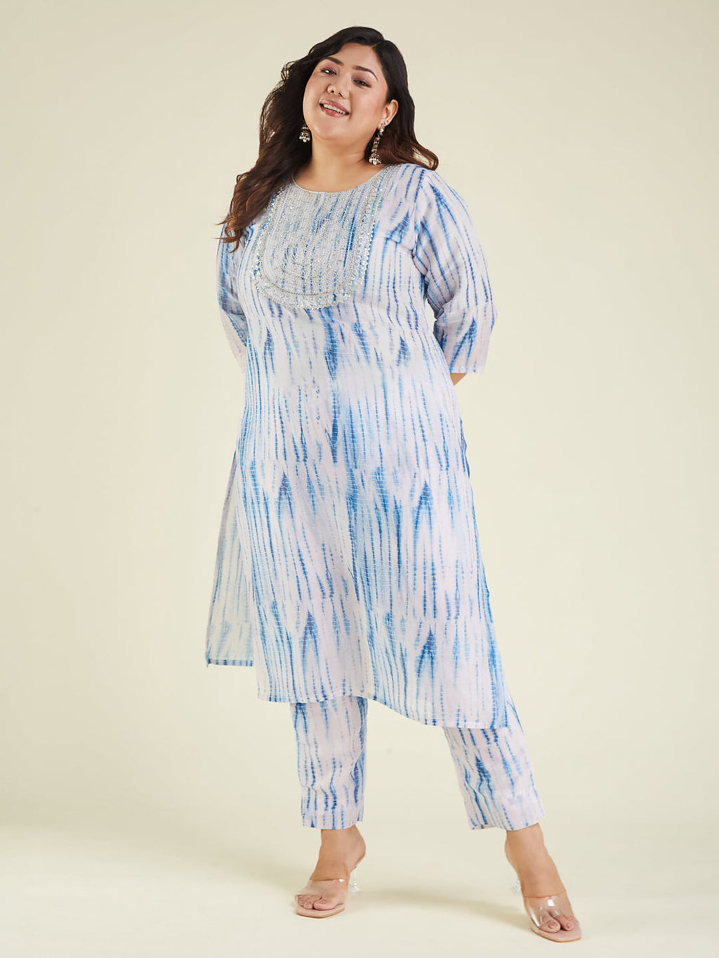 Janasya Light Silk Blend Tie & dye Straight Kurta Set - Distacart