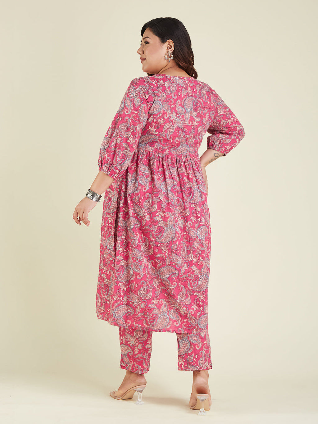 Janasya Bright Cotton Floral A-Line Kurta Set - Distacart