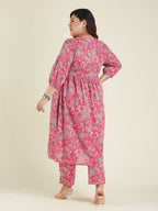 Janasya Bright Cotton Floral A-Line Kurta Set - Distacart