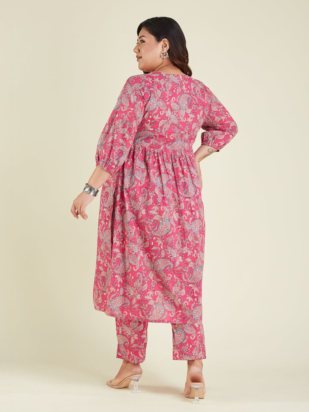 Janasya Bright Cotton Floral A-Line Kurta Set - Distacart