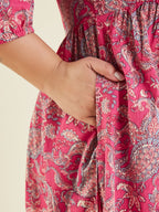 Janasya Bright Cotton Floral A-Line Kurta Set - Distacart