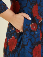 Janasya Dark Cotton Floral A-Line Kurta Set - Distacart
