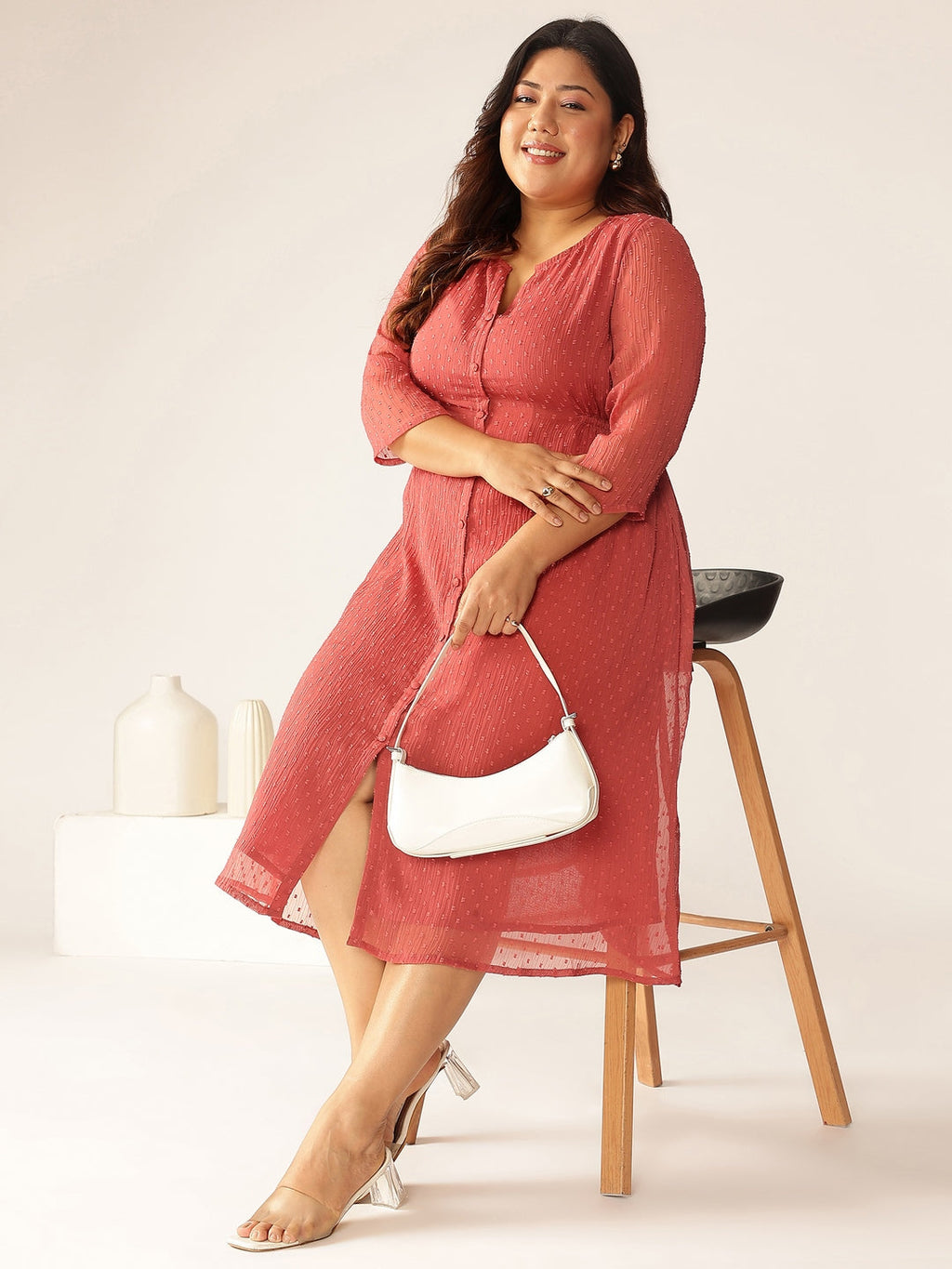 Janasya Light Dobby Chiffon Self Design A-Line Kurta - Distacart