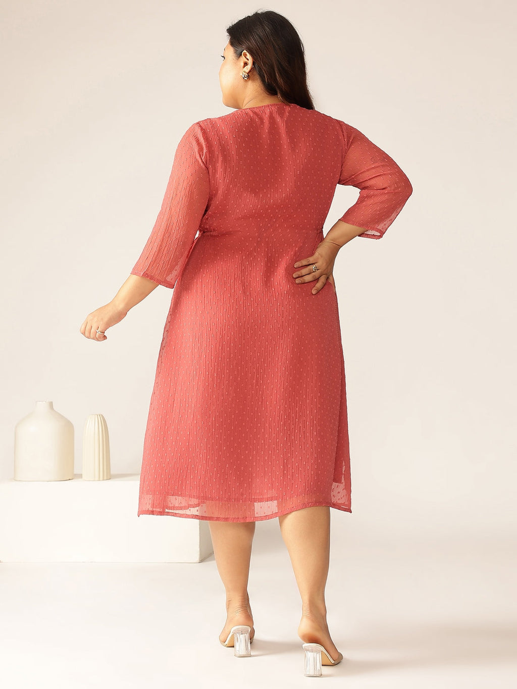 Janasya Light Dobby Chiffon Self Design A-Line Kurta - Distacart