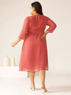 Janasya Light Dobby Chiffon Self Design A-Line Kurta - Distacart