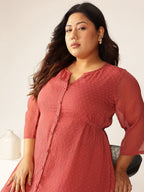 Janasya Light Dobby Chiffon Self Design A-Line Kurta - Distacart