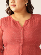 Janasya Light Dobby Chiffon Self Design A-Line Kurta - Distacart