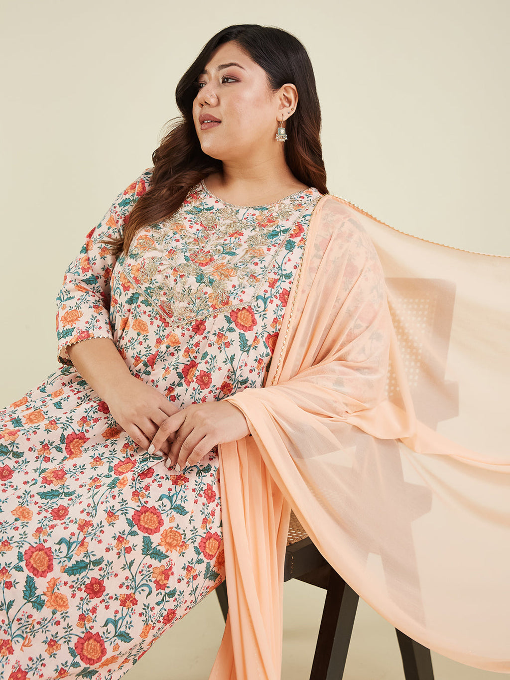 Janasya Light Cotton Floral Anarkali Kurta Set - Distacart