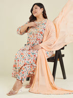 Janasya Light Cotton Floral Anarkali Kurta Set - Distacart