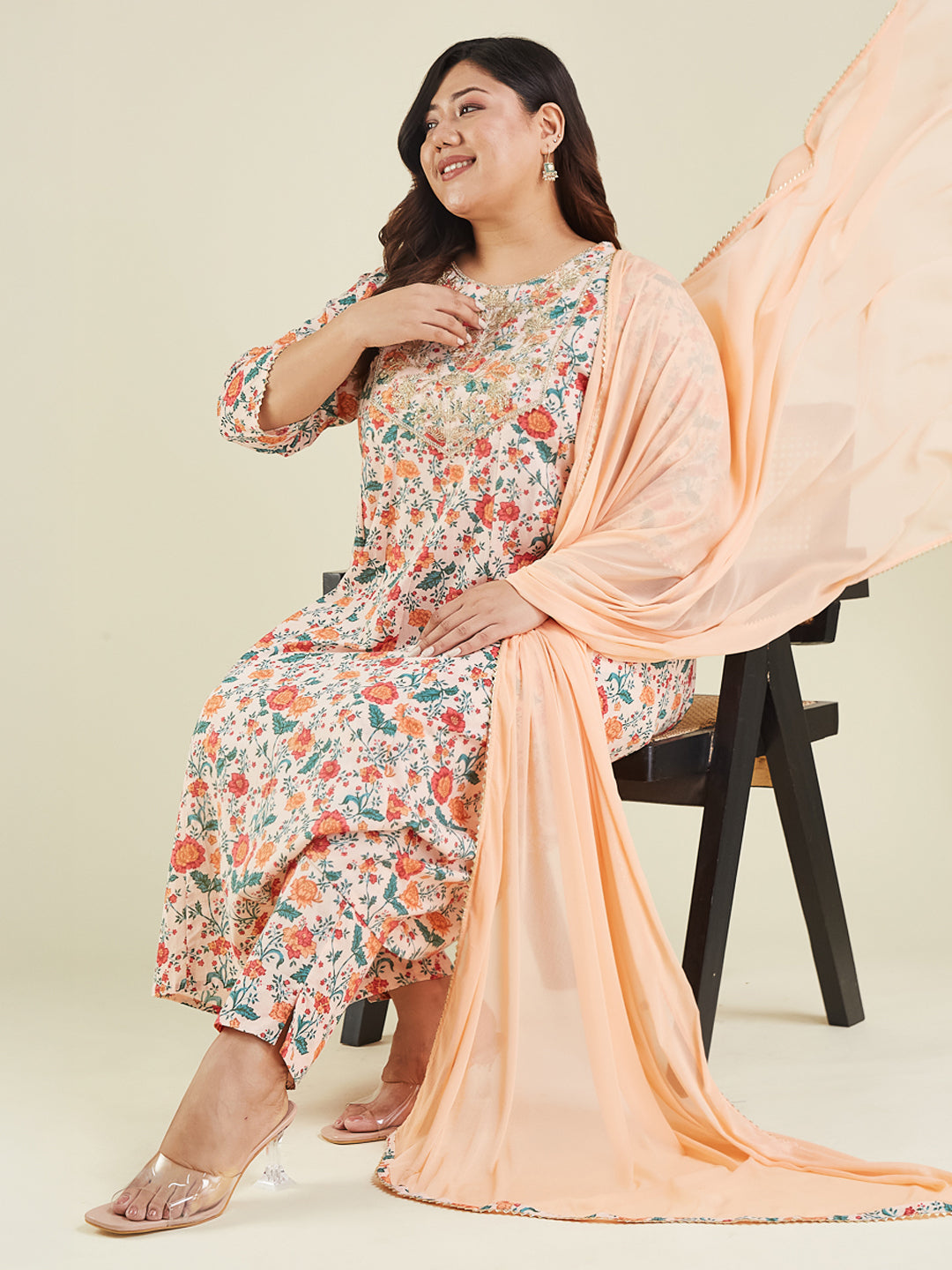 Janasya Light Cotton Floral Anarkali Kurta Set - Distacart