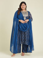 Janasya Dark Georgette Ajrakh Anarkali Kurta Set - Distacart