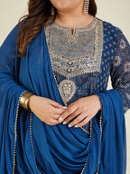 Janasya Dark Georgette Ajrakh Anarkali Kurta Set - Distacart