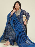 Janasya Dark Georgette Ajrakh Anarkali Kurta Set - Distacart