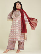 Janasya Light Georgette Yoke Embroidery A-Line Kurta Set - Distacart