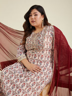 Janasya Light Georgette Yoke Embroidery A-Line Kurta Set - Distacart